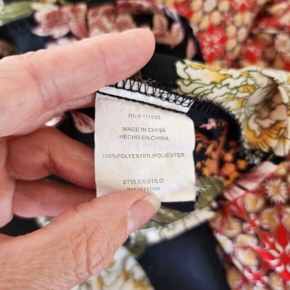 AUW Black Floral Shoulder Out Lightweight Blouse Size XL - Picture 8 of 8